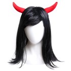 Карнавальный парик, с красными рогами, чёрные волосы, 130 г - фото 8409934