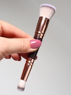 Кисть для макияжа 2в1, 14 см, чёрный/бежевый - Фото 6