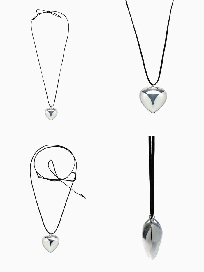 Чокер/кулон на шнурке «Сердечко» гладкое, трансформер, цвет серебро, 150 см - Фото 1