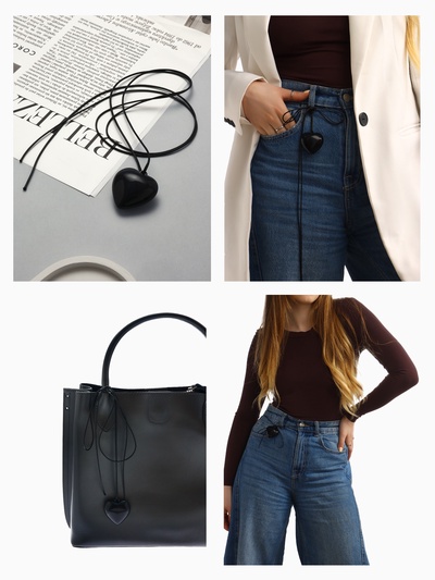 Чокер/кулон на шнурке «Сердечко», трансформер, цвет чёрный, 150 см