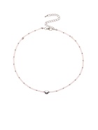 Чокер бисерный «Сердце» бусина №4, белый в серебре, 35 см - Фото 1