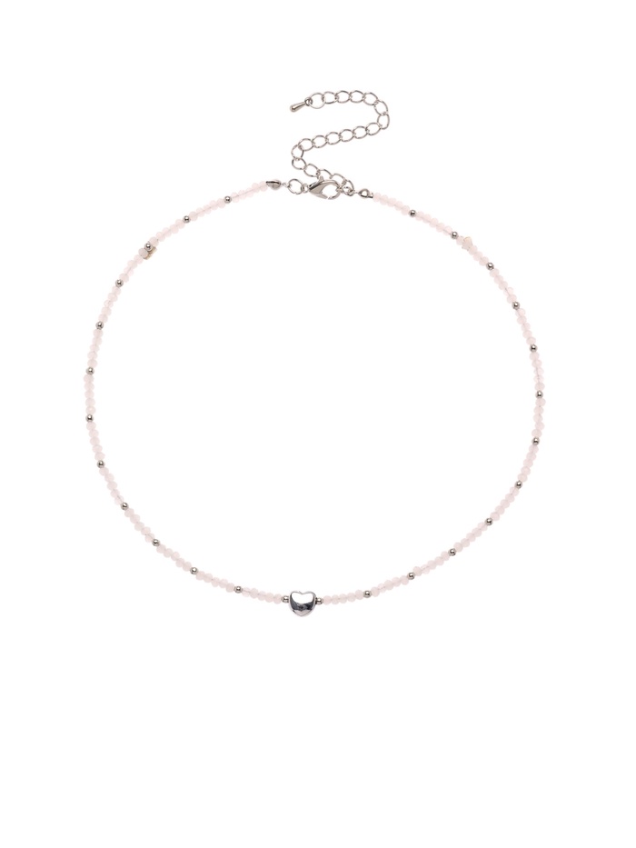 Чокер бисерный «Сердце» бусина №4, белый в серебре, 35 см - Фото 1