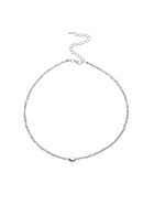 Чокер бисерный «Сердце» бусина №4, серый в серебре, 35 см - Фото 1