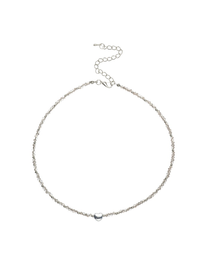 Чокер бисерный «Сердце» бусина №4, серый в серебре, 35 см - Фото 1