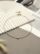 Чокер бисерный «Сердце», бусина №4, розовый в золоте, 35 см - Фото 3