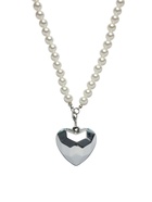 Портупея жемчужная с кулоном «Сердце», 129 см, белая в серебре - Фото 1