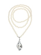 Портупея жемчужная с кулоном «Ракушка», 129 см, белая в серебре - Фото 3