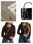 Портупея жемчужная с кулоном «Ракушка», 129 см, белая в золоте - Фото 1