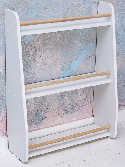 Стеллаж десткий для игрушек и книг, 604×220×760 мм, ЛДСП/массив дерева, цвет белый/натуральный