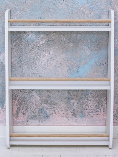 Стеллаж десткий для игрушек и книг, 604×220×760 мм, ЛДСП/массив дерева, цвет белый/натуральный