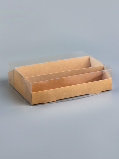 Кондитерская коробка складная под 3 эклеров, крафт, 16×13.5×7 см