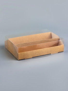Кондитерская коробка складная под 3 эклеров, крафт, 16×13.5×7 см