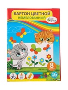Картон цветной А4, 16 листов, 8 цветов, Calligrata, немелованный 220 г/м2, в папке, МИКС - Фото 9