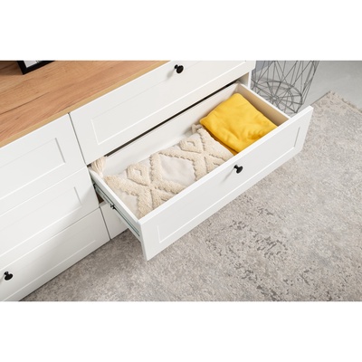 Комод «Остин 16.240», 6 ящиков, 1600×419×754 мм, цвет белый МДФ/дуб золотой