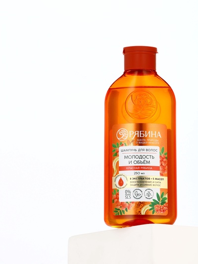Шампунь для волос, молодость и объем, аромат рябины, 250 мл, Рябина