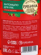 Мыло жидкое для рук, увлажнение и забота, аромат малины, 250 мл, Рябина 10392711 - фото 16851359
