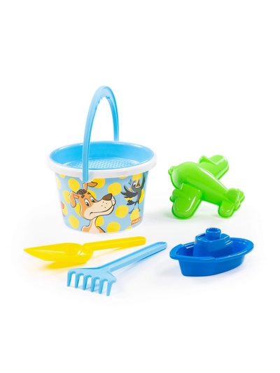 Набор игрушек для песочницы «Простоквашино», 6 предметов: ведро, ситечко, лопатка, грабельки, формочка, кораблик, МИКС