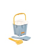 Набор игрушек для песочницы, 4 предмета: ведро-замок, ситечко, лопатка, грабельки, серо-голубой - Фото 2