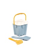 Набор игрушек для песочницы, 4 предмета: ведро-замок, ситечко, лопатка, грабельки, серо-голубой - Фото 3