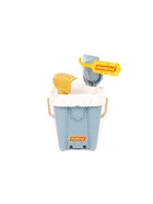 Набор игрушек для песочницы, 4 предмета: ведро-замок, ситечко, лопатка, грабельки, серо-голубой - Фото 5