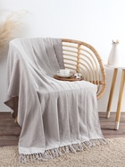 Плед с бахромой «Этель» Gray beige, 135×180 см, бежевый - Фото 1