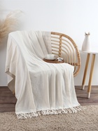 Плед с бахромой «Этель» Cloud, 135×180 см, молочный - Фото 1