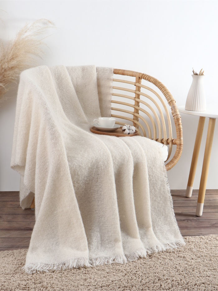 Плед с бахромой «Этель» Ivory, 135×180 см, молочный - Фото 1