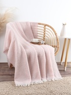 Плед с бахромой «Этель» Light pink, 135×180 см, светло-розовый - Фото 1