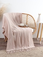 Плед с бахромой «Этель» Powder, 135×180 см, пудра - Фото 1