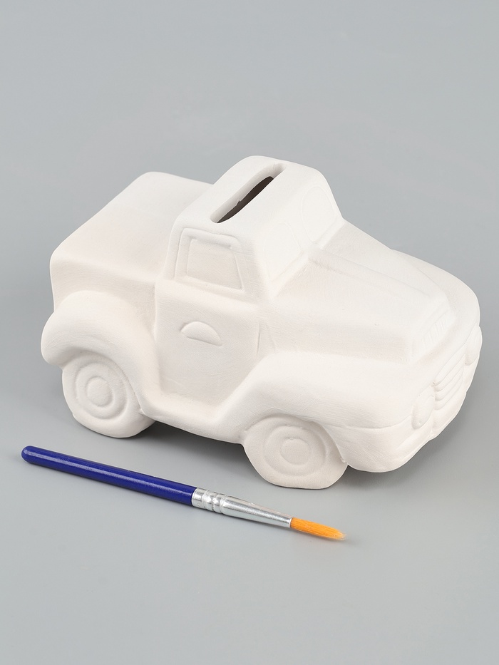 Копилка под роспись «Машина» с кистью - Фото 1