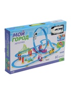 УЦЕНКА Детский автотрек «Мой город» работает от батареек, 82 детали, поезд белый - Фото 2