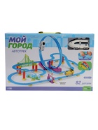 УЦЕНКА Детский автотрек «Мой город» работает от батареек, 82 детали, поезд белый - Фото 3
