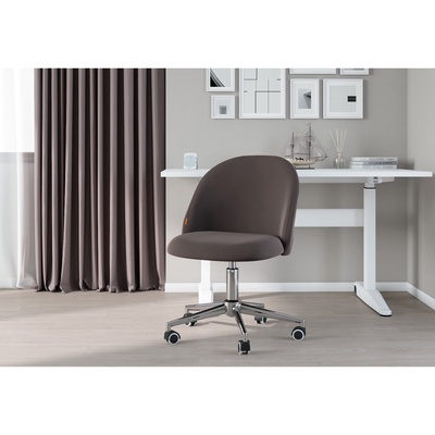 Кресло офисное для руководителя Chairman Home - 118, без подлокотников, на колёсиках, ткань Т - 55, цвет серый