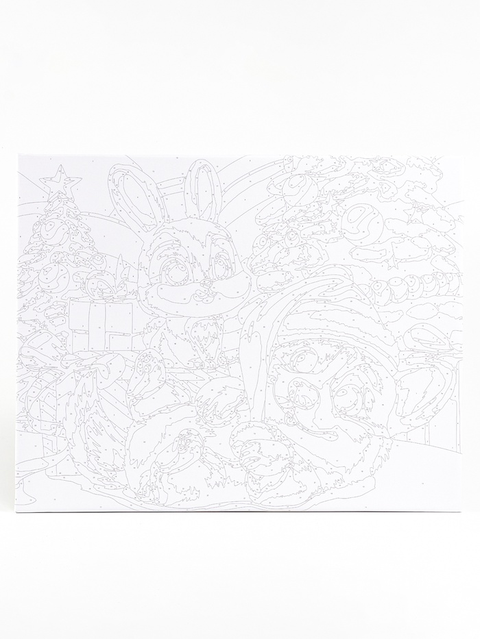 УЦЕНКА Картина по номерам на холсте с подрамником "Милые зверята с подарками" 40*50 см - Фото 1