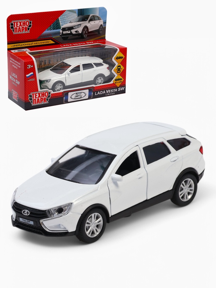 Машина металлическая «LADA VESTA SW CROSS», открываются двери, багажник, инерция, 12 см, белый - Фото 1