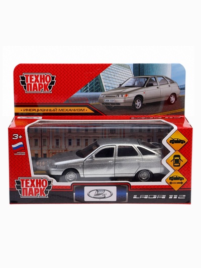 Машина металлическая «ВАЗ-2112», открываются двери, багажник, инерция, 12 см, серебристый