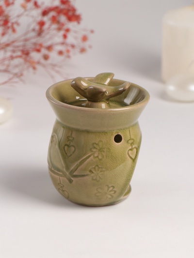 Аромалампа для эфирных масел «Птички на ветке», керамика, 7.5×7.5×9.8 см