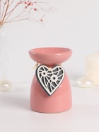 Аромалампа для эфирных масел «Резное сердце», керамика, розовая, 8×8×11.2 см - Фото 1