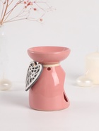 Аромалампа для эфирных масел «Резное сердце», керамика, розовая, 8×8×11.2 см - Фото 3