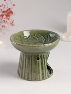 Аромалампа для эфирных масел «Лотос», керамика, т. зелёная, 11.4×11.4×9 см - Фото 3