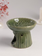 Аромалампа для эфирных масел «Лотос», керамика, т. зелёная, 11.4×11.4×9 см - Фото 4