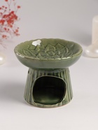 Аромалампа для эфирных масел «Лотос», керамика, т. зелёная, 11.4×11.4×9 см - Фото 5