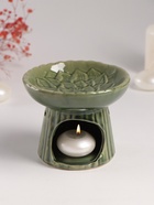 Аромалампа для эфирных масел «Лотос», керамика, т. зелёная, 11.4×11.4×9 см - Фото 6