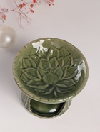 Аромалампа для эфирных масел «Лотос», керамика, т. зелёная, 11.4×11.4×9 см - Фото 7