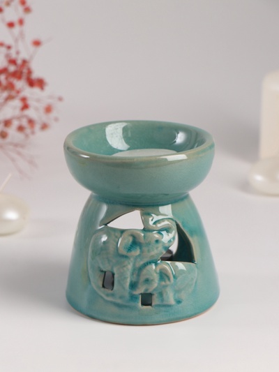 Набор: аромалампа для эфирных масел, мелтс из воска ароматический «Слон со слонёнком», бирюза, 10×10×9 см