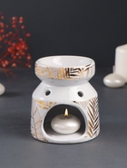 Аромалампа для эфирных масел «Золотые пальмовые листья на белом», керамика, 9.8×9.8×11 см - Фото 5