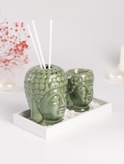 Набор: диффузор для эфирных масел, подсвечник на 1 свечу, аромапалочки 3 шт., сад камней «Будды», керамика, 9×17×10.5 см - Фото 2