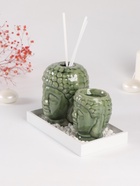 Набор: диффузор для эфирных масел, подсвечник на 1 свечу, аромапалочки 3 шт., сад камней «Будды», керамика, 9×17×10.5 см - Фото 3