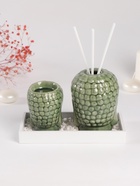 Набор: диффузор для эфирных масел, подсвечник на 1 свечу, аромапалочки 3 шт., сад камней «Будды», керамика, 9×17×10.5 см - Фото 4