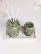 Набор: диффузор для эфирных масел, подсвечник на 1 свечу, аромапалочки 3 шт., сад камней «Будды», керамика, 9×17×10.5 см - Фото 6